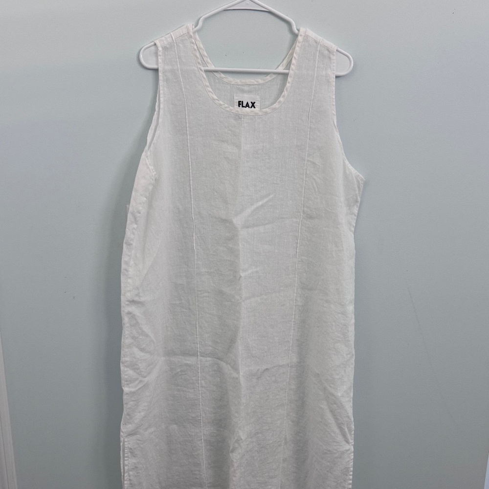Flax Sleeveless Cream Linen Long Dress NWOT Size L